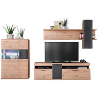 REGAL ZA DNEVNI BORAVAK antracit, prozirno, boje hrasta   - boje hrasta/prozirno, Design, staklo/drvni materijal (310/198/50cm) - Livetastic