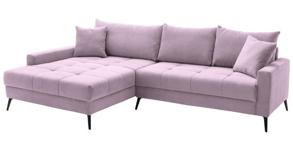 ECKSOFA  in Cord Lila  173/280 cm  - Lila/Schwarz, KONVENTIONELL, Textil/Metall (173/280cm) - Hom`in