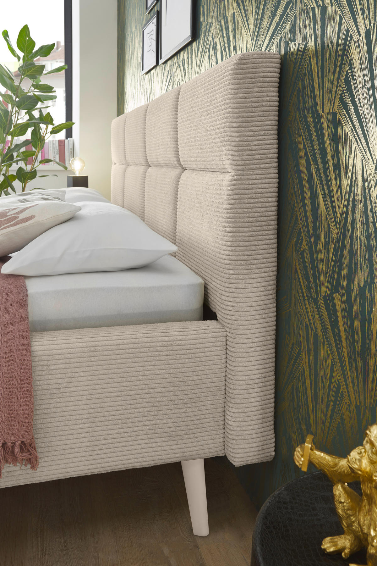 POLSTERBETT 180/200 cm,  in Beige,  - Sandfarben/Beige, KONVENTIONELL, Holz/Textil (180/200cm) - SetOne by Musterring