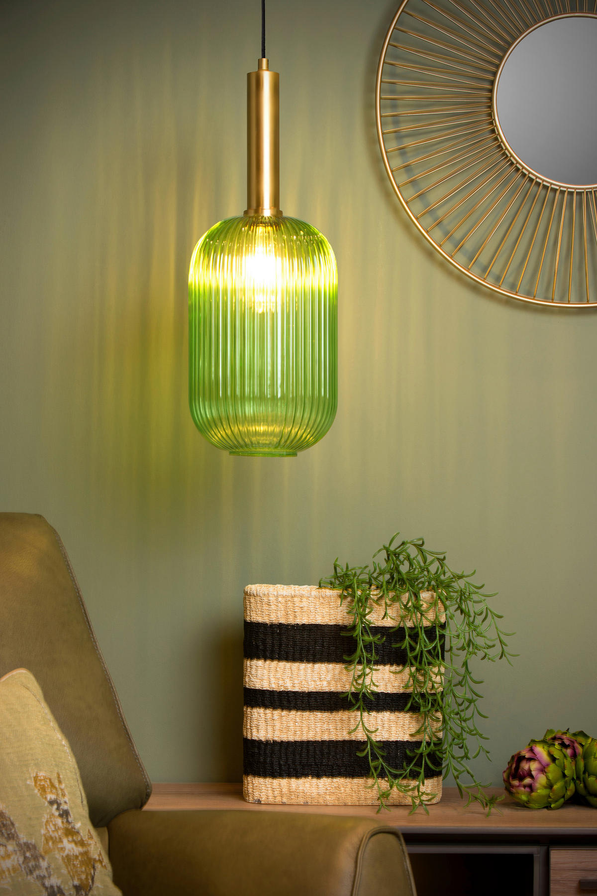 HÄNGELEUCHTE MALOTO 20/150 cm   - Grün, Design, Glas (20/150cm) - Lucide