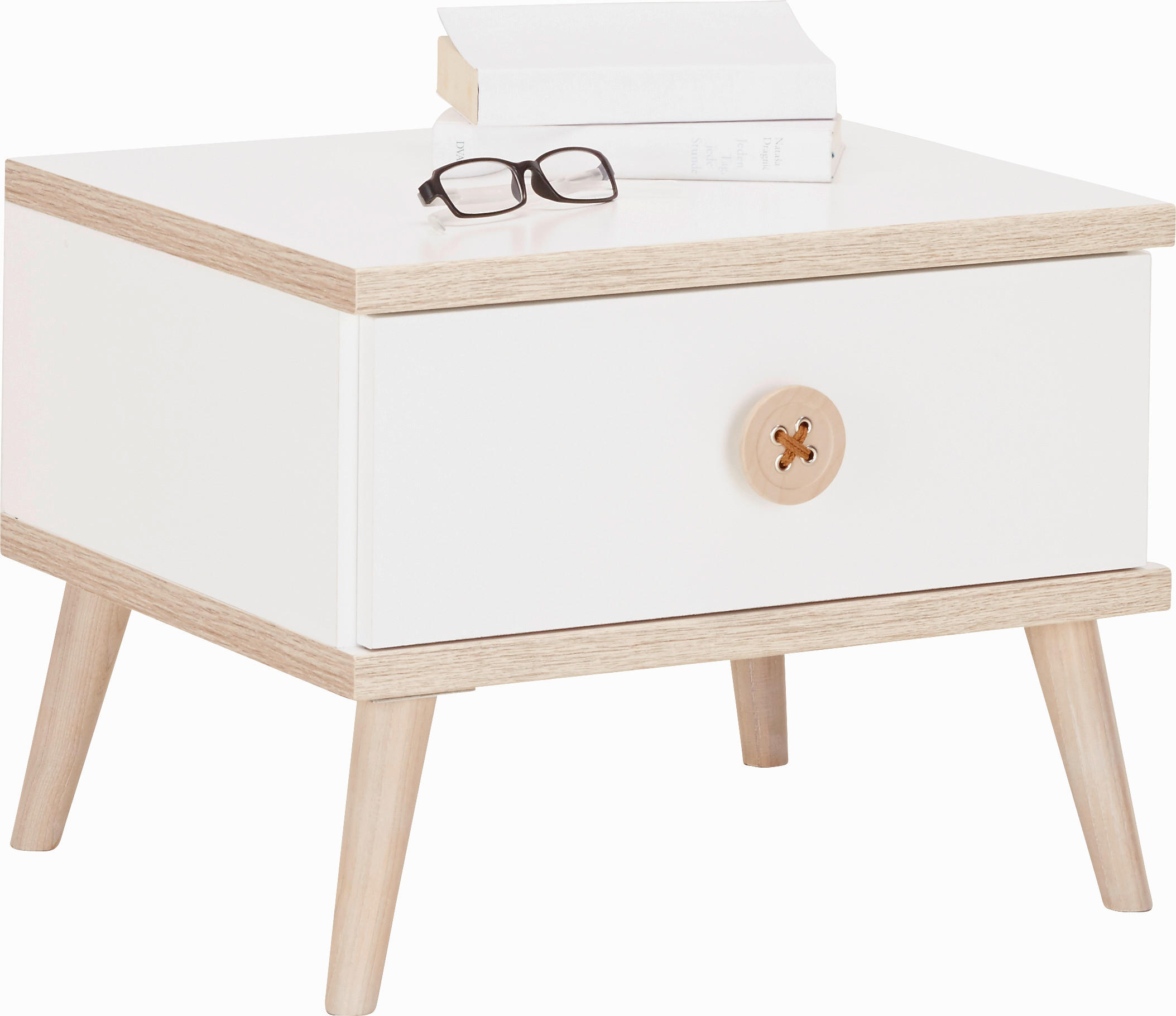 NOČNÍ STOLEK bílá, barvy dubu - bílá/barvy dubu, Moderní, dřevo/kompozitní dřevo (52/40/38cm) - Modern Living