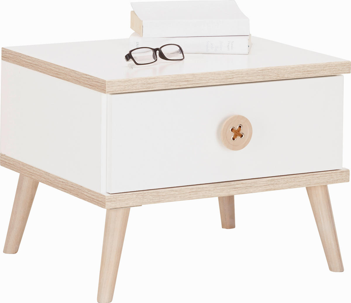 NOČNÍ STOLEK bílá, barvy dubu - bílá/barvy dubu, Moderní, dřevo/kompozitní dřevo (52/40/38cm) - Modern Living