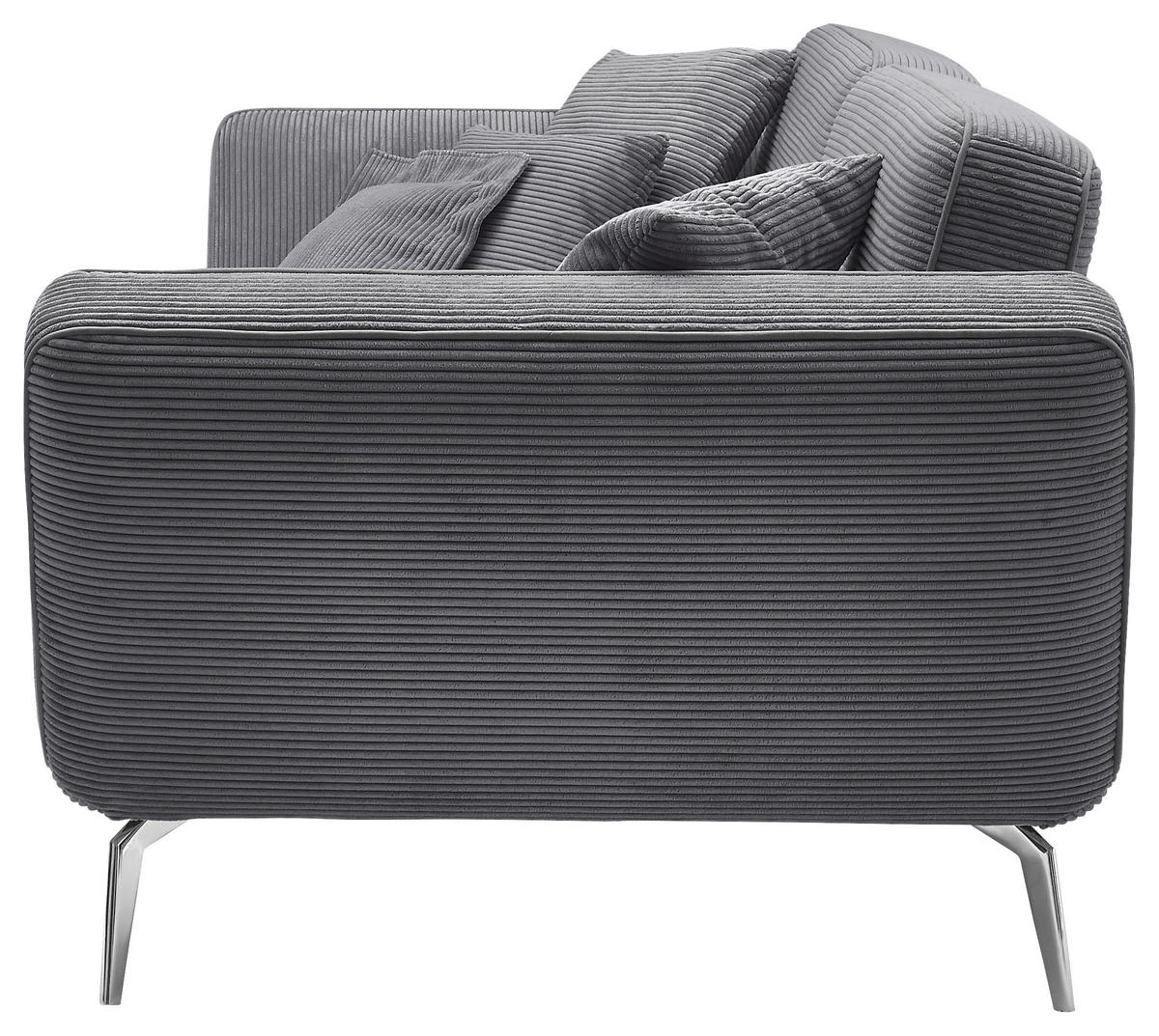 3-SITZER-SOFA Cord Schwarz  - Chromfarben/Schwarz, KONVENTIONELL, Kunststoff/Textil (260/90/125cm) - SetOne by Musterring