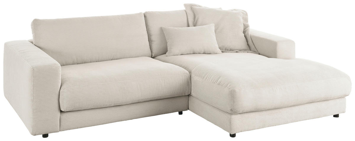 ECKSOFA in Cord Hellgrau  - Hellgrau/Schwarz, Design, Kunststoff/Textil (270/190cm) - Lomoco