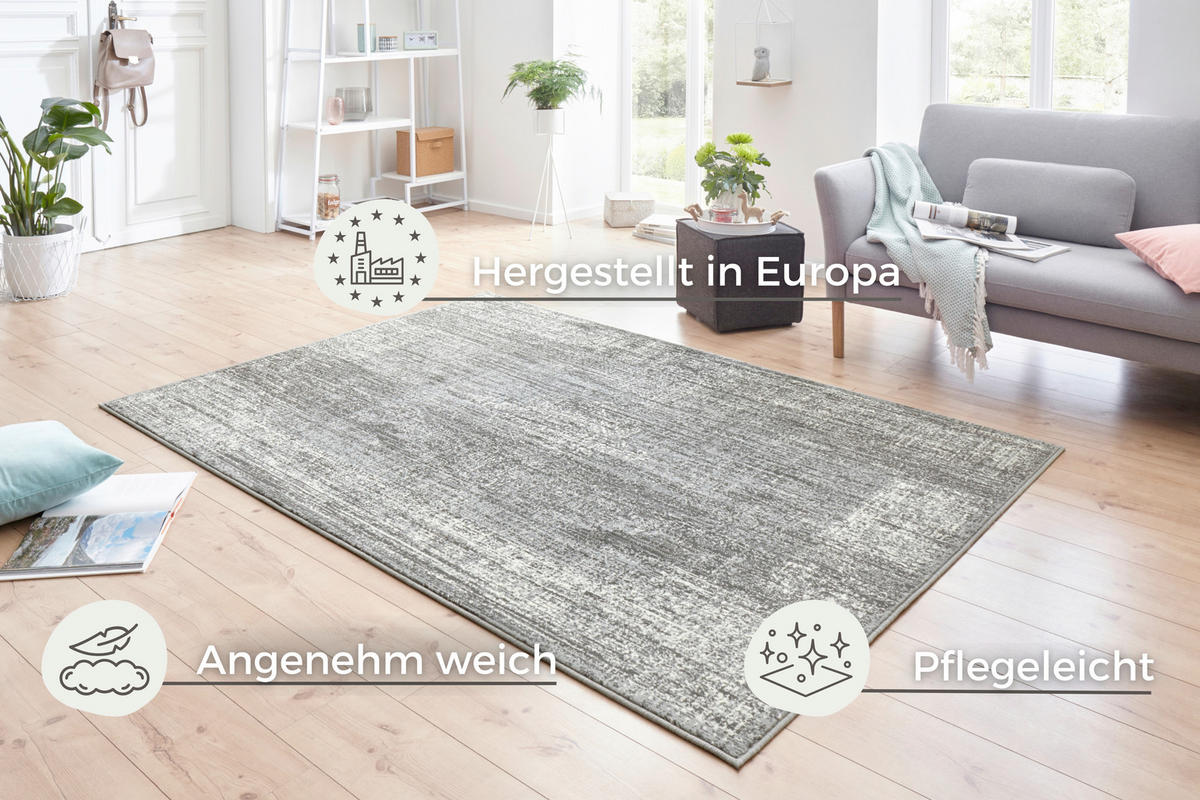 VINTAGE-TEPPICH 200/290 cm Celebration Creme, Grau  - Creme/Grau, Design, Kunststoff/Textil (200/290cm)
