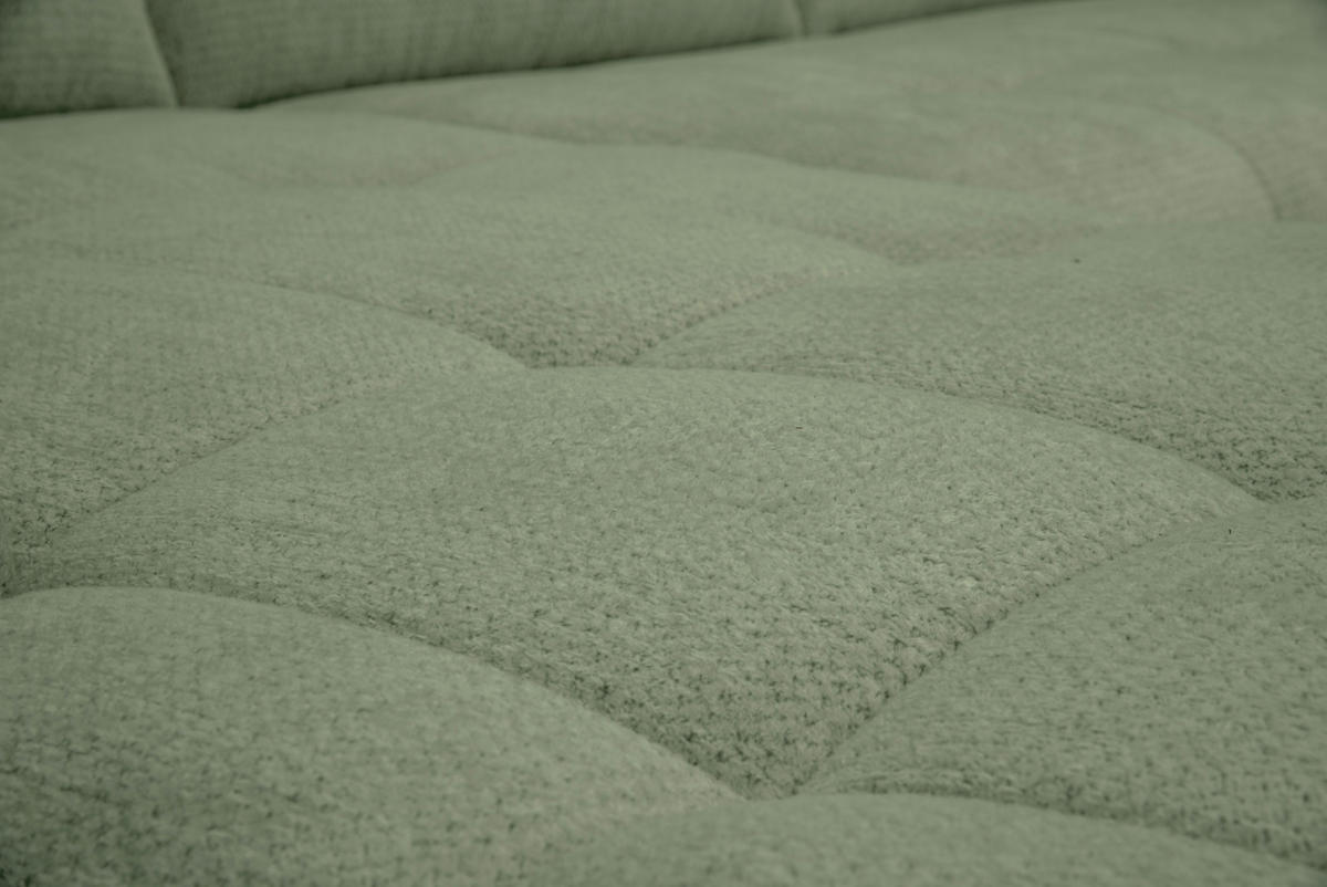 ECKSOFA Salbeigrün Chenille Armlehnenkissen, Rücken echt, Sitztiefenverstellung  - Salbeigrün/Schwarz, KONVENTIONELL, Textil/Metall (215/313cm) - Hom`in