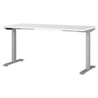 SCHREIBTISCH 160/80/72-118 cm  in Silberfarben, Weiß  - Silberfarben/Weiß, MODERN, Holzwerkstoff/Metall (160/80/72-118cm) - Novel
