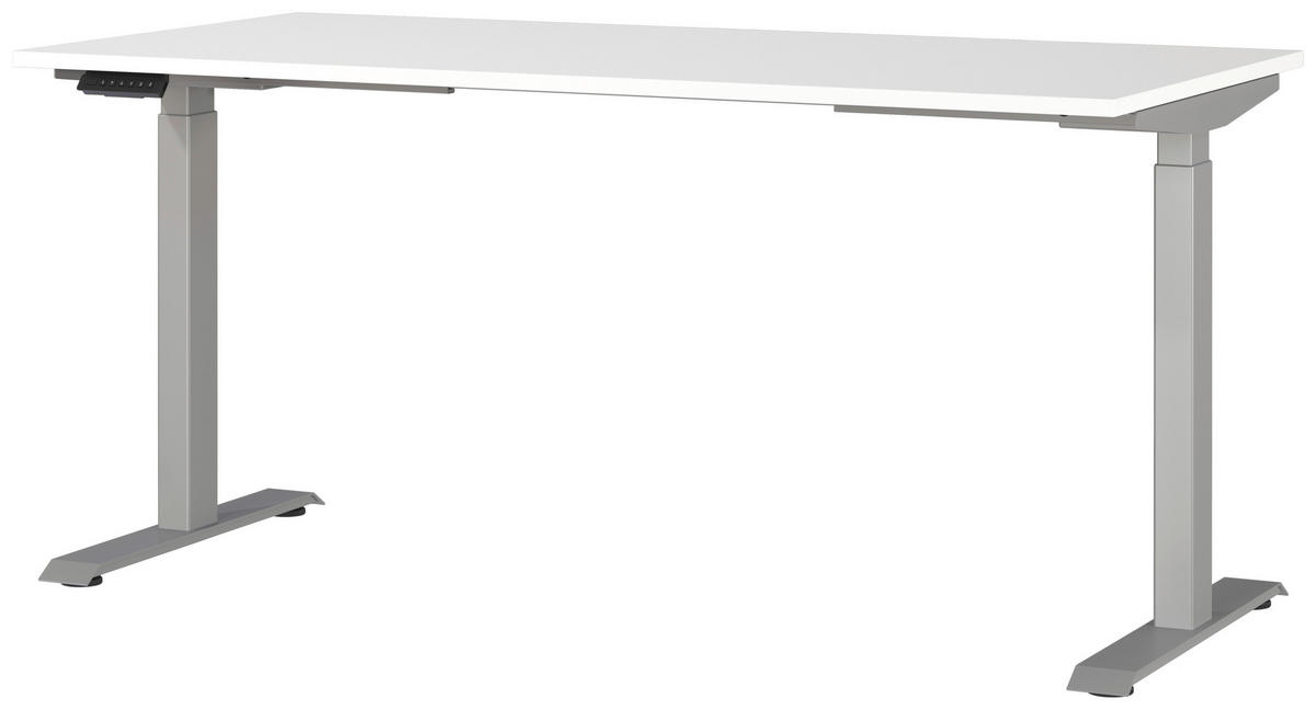 SCHREIBTISCH 160/80/72-118 cm  in Silberfarben, Weiß  - Silberfarben/Weiß, MODERN, Holzwerkstoff/Metall (160/80/72-118cm) - Novel