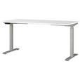 SCHREIBTISCH 160/80/72-118 cm  in Silberfarben, Weiß  - Silberfarben/Weiß, MODERN, Holzwerkstoff/Metall (160/80/72-118cm) - Novel