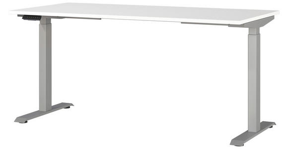 SCHREIBTISCH höhenverstellbar - Silberfarben/Weiß, MODERN, Holzwerkstoff/Metall (160/80/72-118cm) - Novel
