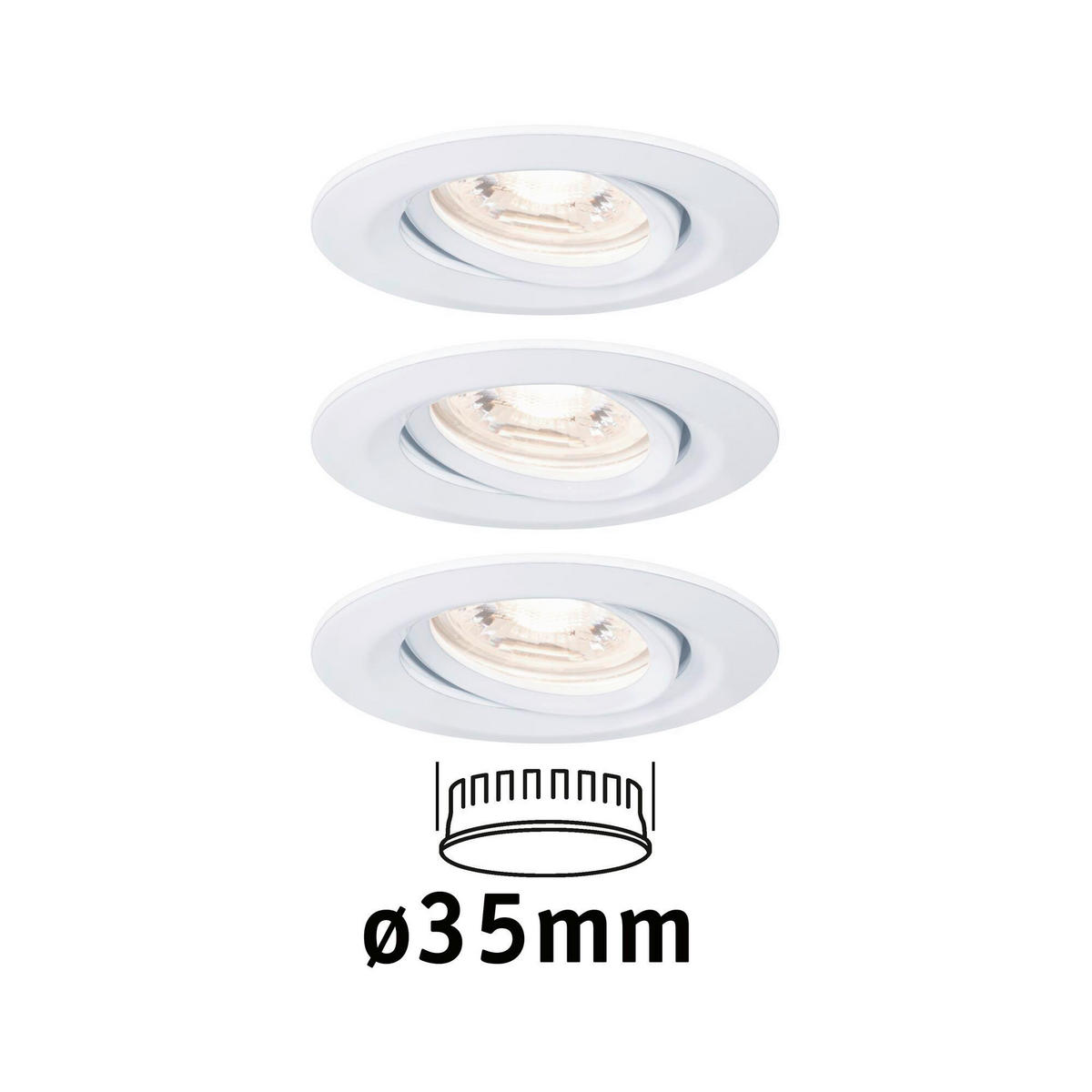 LED-EINBAUSPOT SET 6.6 cm   - Weiß, Design, Metall (6.6cm) - Paulmann