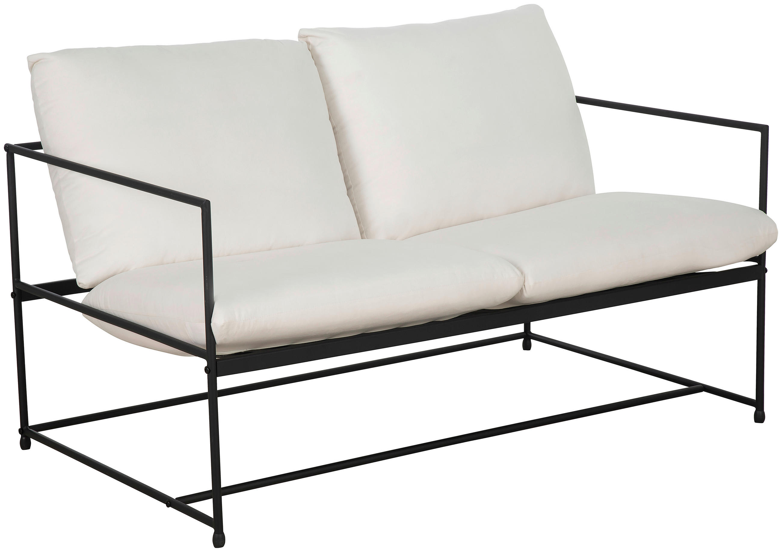 SOFA Samt Weiß  - Schwarz/Weiß, MODERN, Textil/Metall (129/75/87cm) - P & B