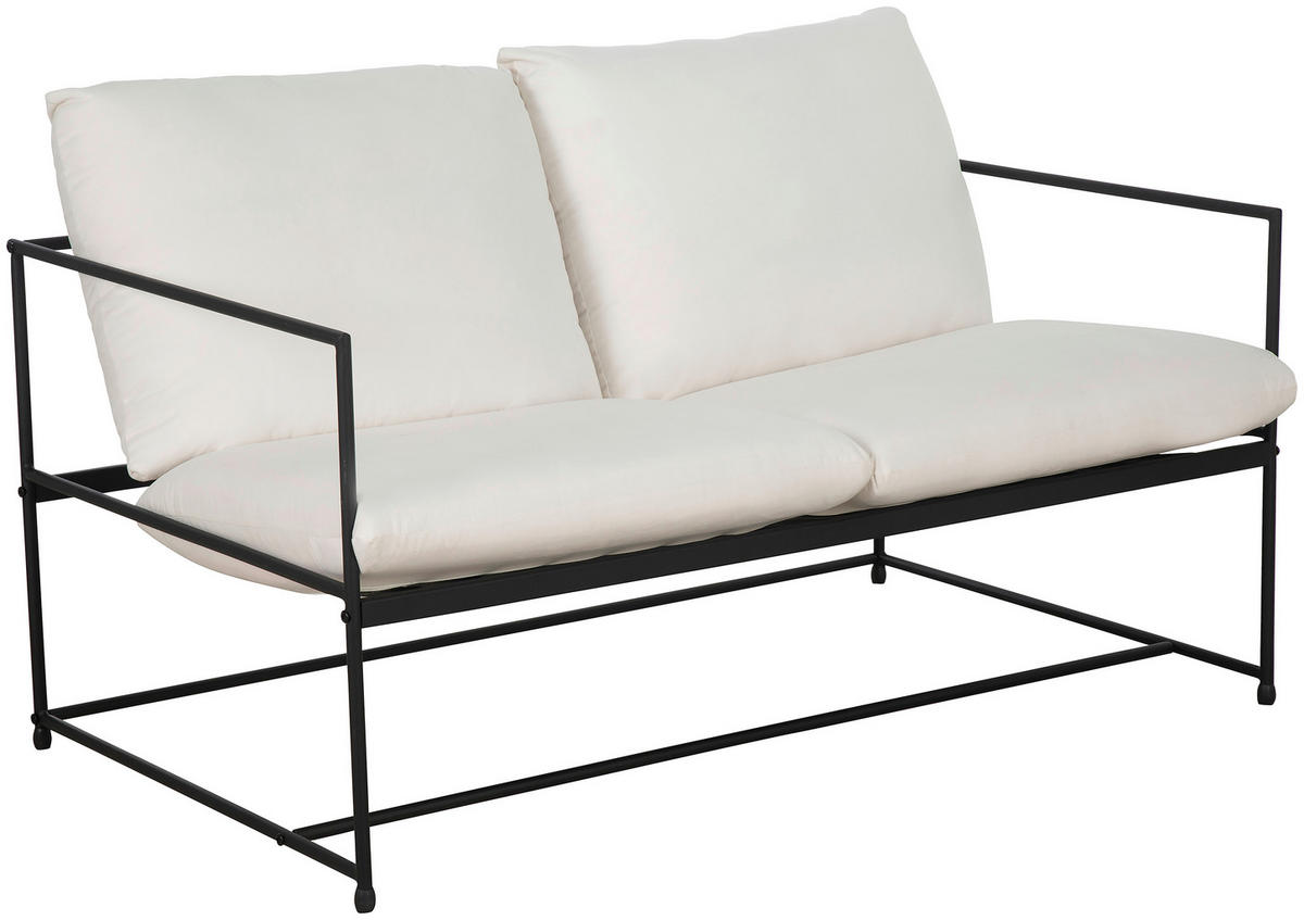 SOFA Samt Weiß  - Schwarz/Weiß, MODERN, Textil/Metall (129/75/87cm) - P & B