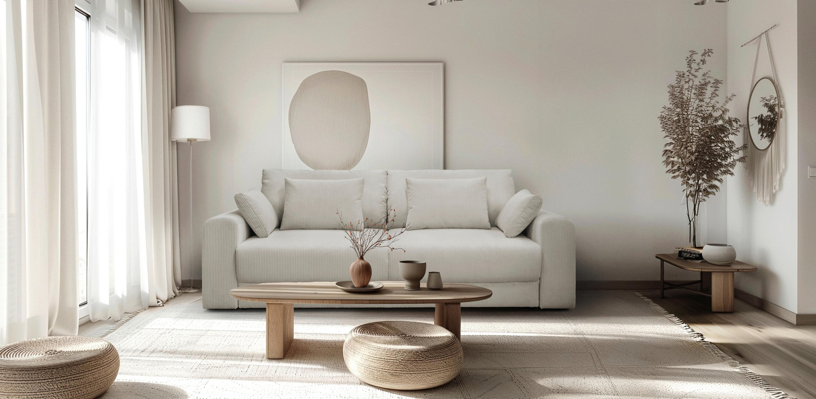 3-SITZER-SOFA MEGA Cord Hellgrau  - Hellgrau/Schwarz, Design, Textil (252/94/126cm) - MID.YOU