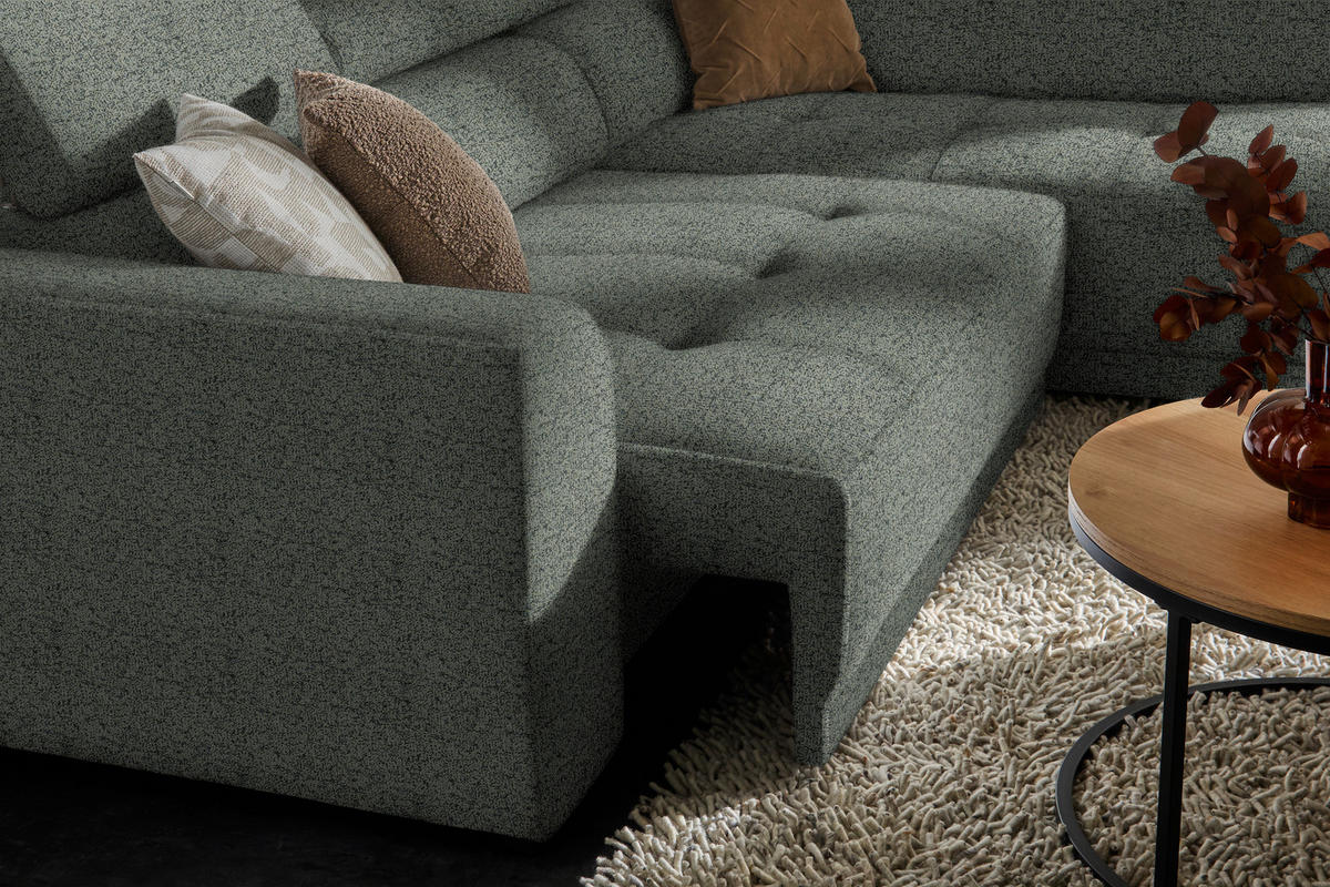 ECKSOFA in Struktur Grau  284/205 cm  - Schwarz/Grau, Design, Kunststoff/Textil (284/205cm) - Xora