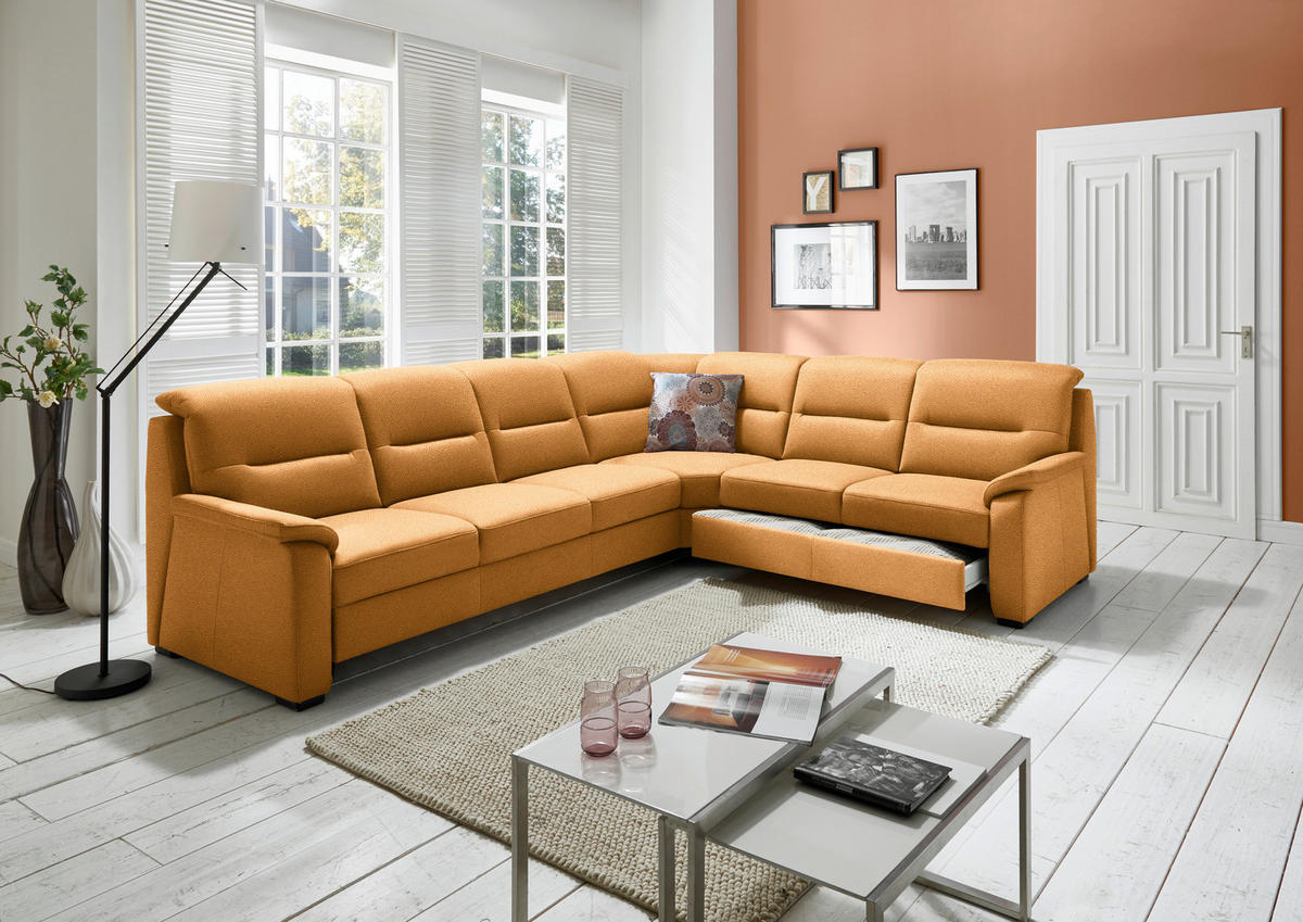 ECKSOFA in Mikrofaser Gelb  - Gelb/Schwarz, Konventionell, Holz/Textil (303/245cm) - Beldomo Comfort