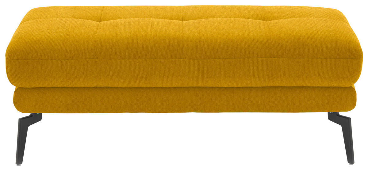 HOCKER in Textil Currygelb  - Currygelb/Schwarz, Design, Textil/Metall (132/45/68cm) - Beldomo Style