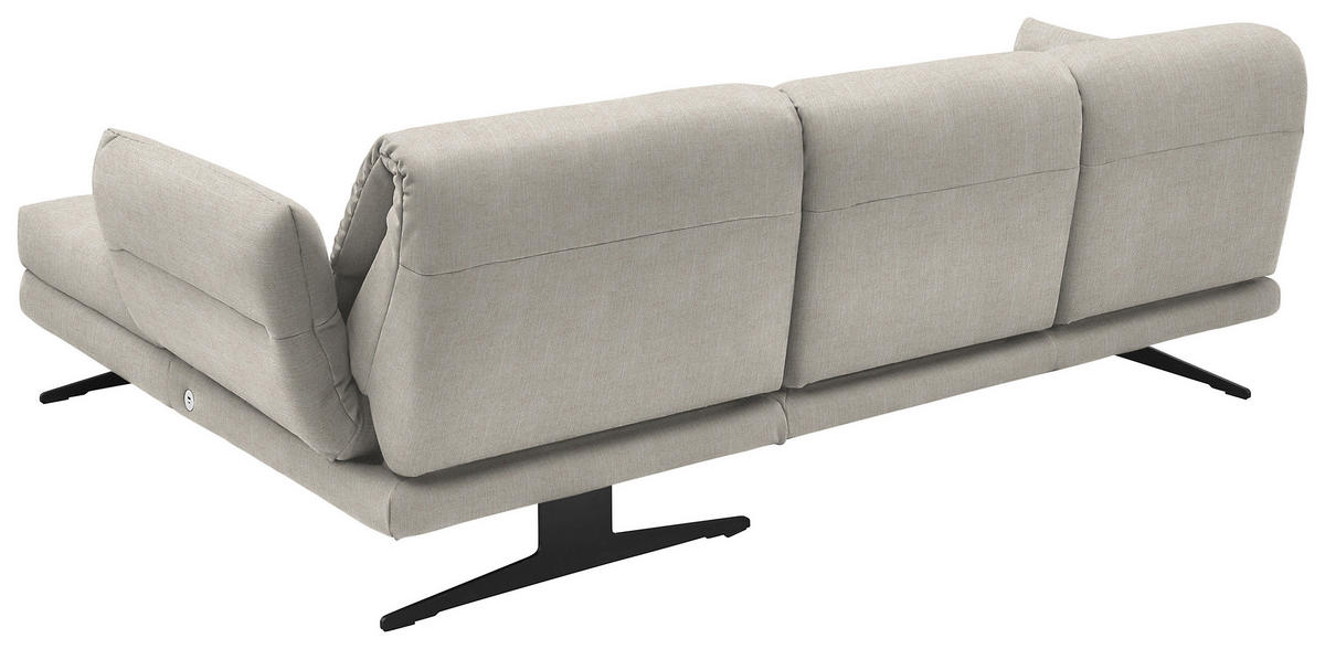 ECKSOFA in Flachgewebe Naturfarben  - Schwarz/Naturfarben, Design, Textil/Metall (279-327/176-217cm) - Dieter Knoll