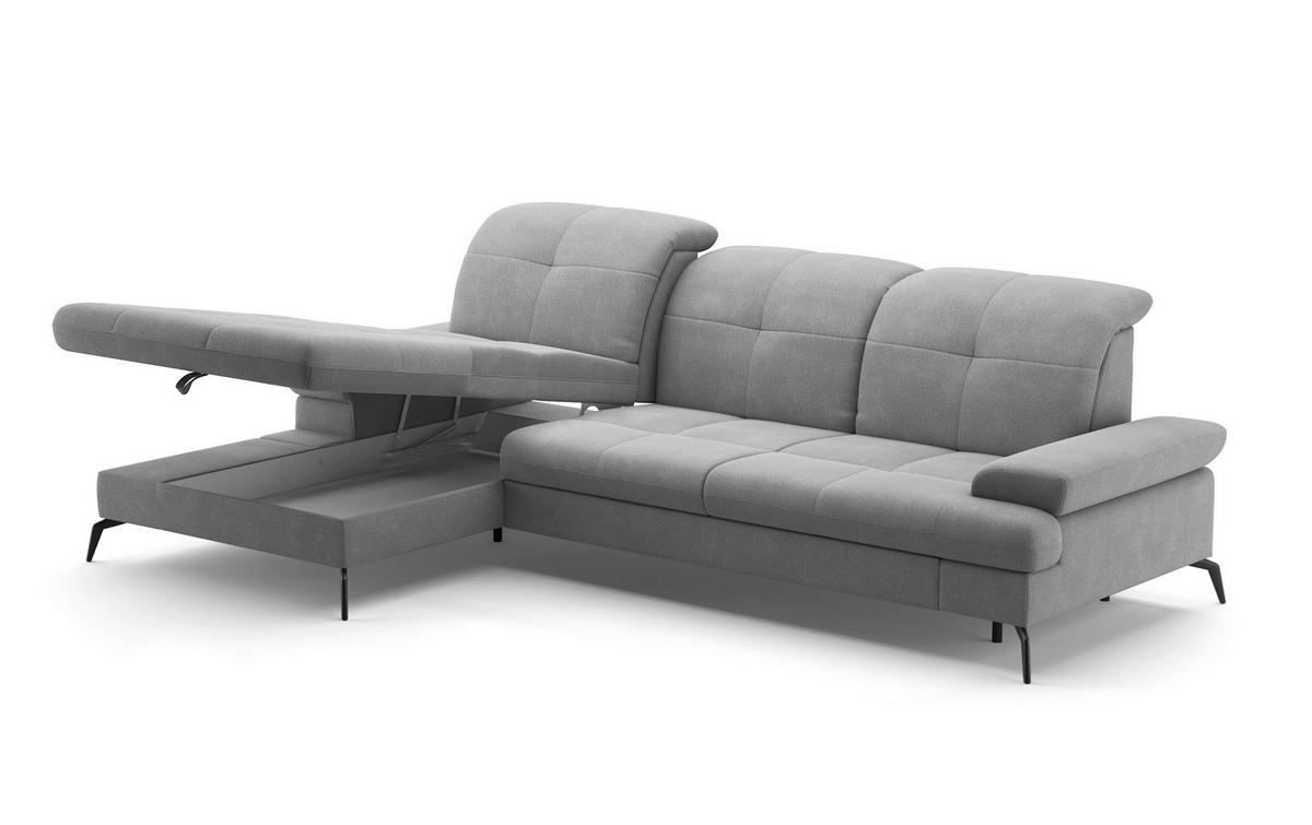 ECKSOFA in Flachgewebe Grau  - Schwarz/Grau, Konventionell, Textil/Metall (185/279cm) - Sit & More
