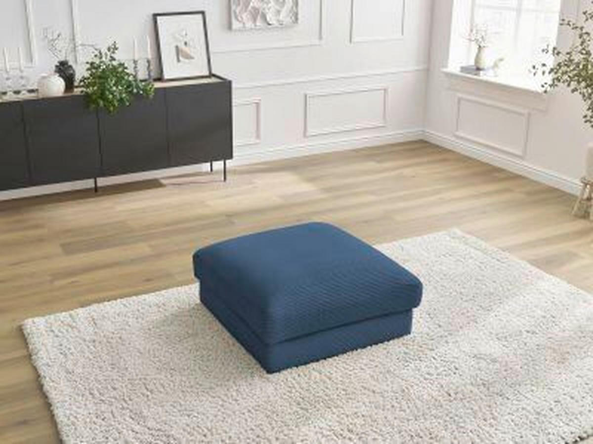 HOCKER LEONARD Cord Dunkelblau  - Schwarz/Dunkelblau, MODERN, Kunststoff/Textil (86/43/86cm)