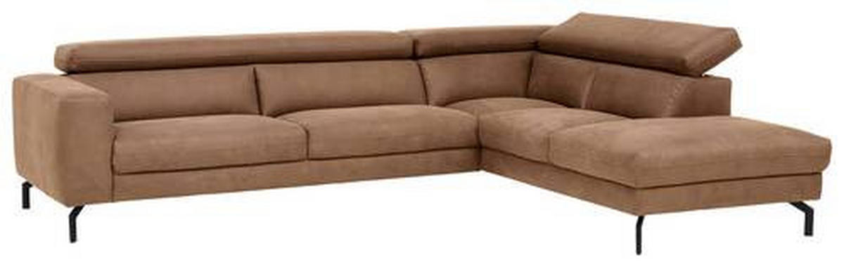 ECKSOFA in Mikrofaser Braun  - Schwarz/Braun, Modern, Textil/Metall (305/233cm) - Trendmanufaktur