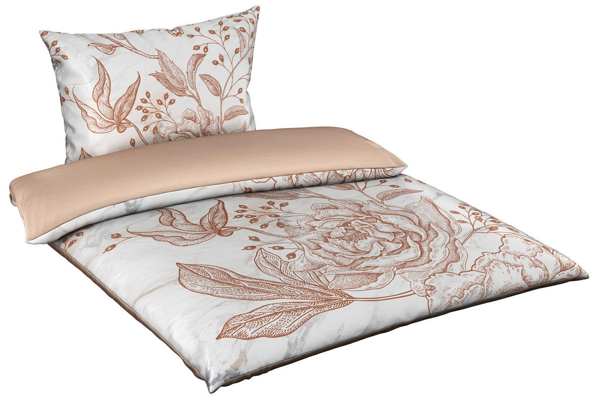 OBOJESTRANSKA POSTELJNINA CALM LIVING 140/200 cm saten bež  - bež, Konvencionalno, tekstil (140/200cm) - Esposa