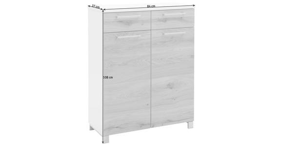 SCHUHSCHRANK Balkeneiche furniert Eichefarben, Weiß  - Chromfarben/Eichefarben, Design, Holz/Holzwerkstoff (84/108/37cm) - Dieter Knoll