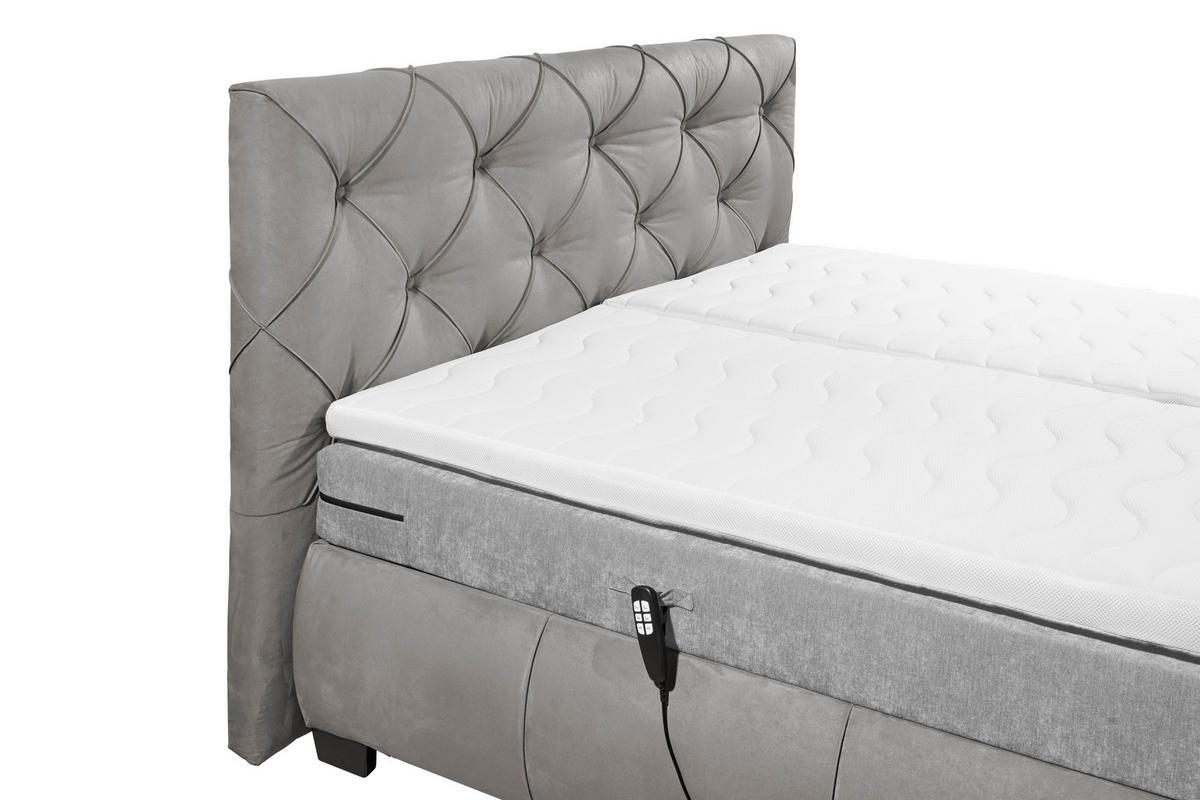 BOXSPRINGBETT 180/200 cm  in Grau  - Schwarz/Grau, MODERN, Holzwerkstoff/Kunststoff (180/200cm) - MID.YOU