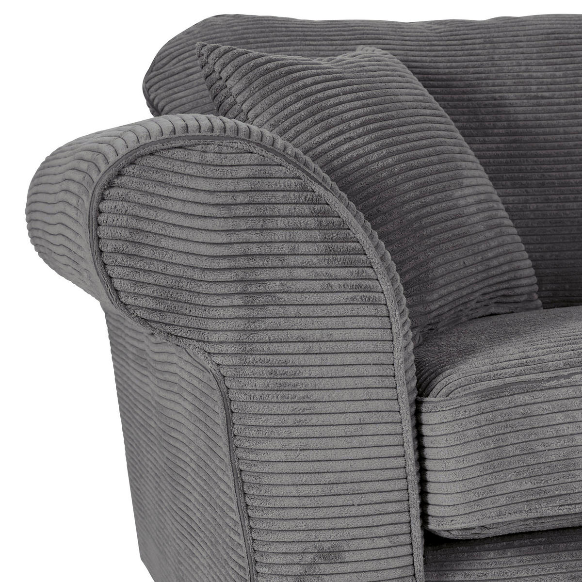 2-SITZER-SOFA in Cord Dunkelgrau  - Dunkelgrau/Dunkelbraun, Konventionell, Holz/Textil (190/70/90cm) - home24