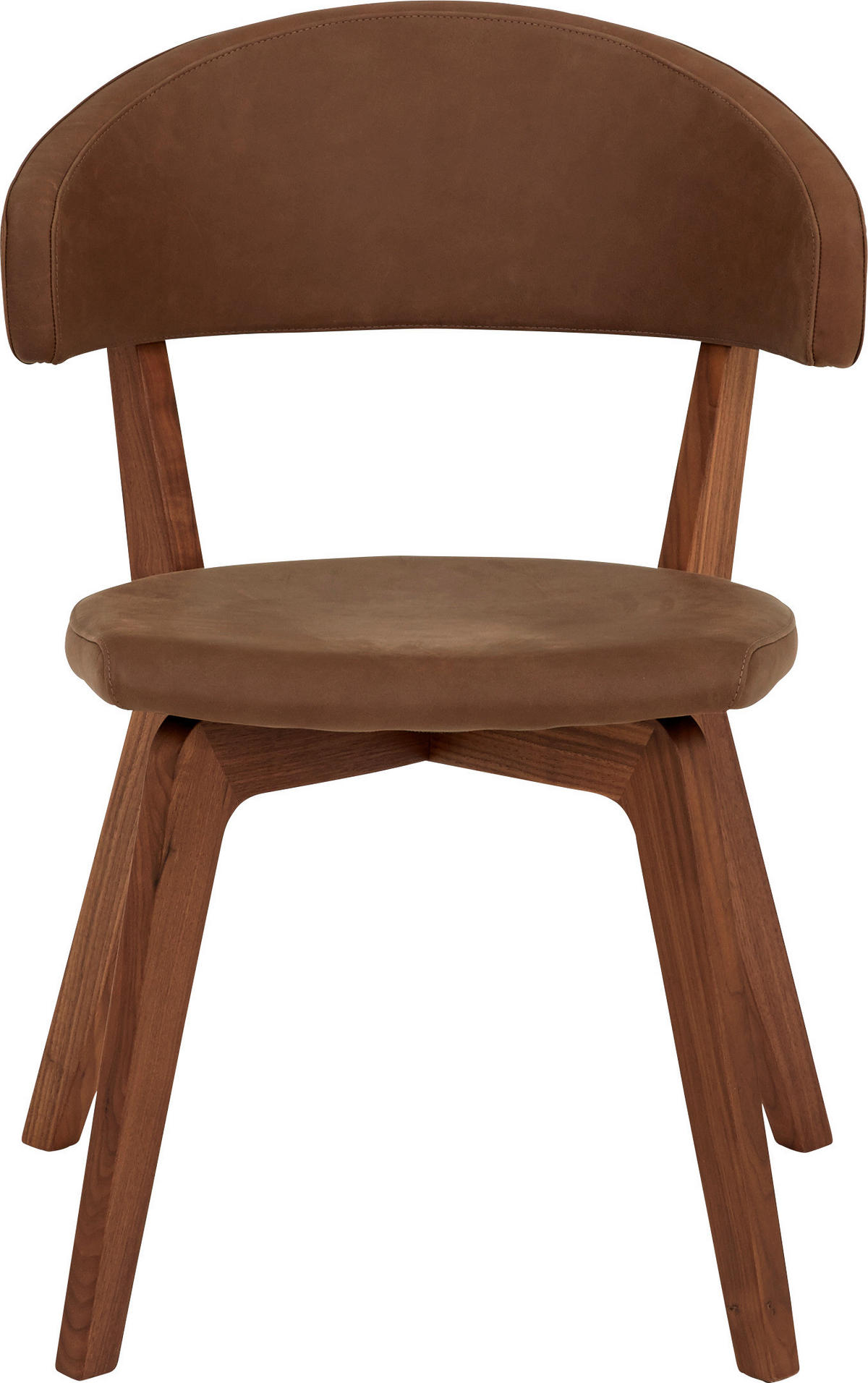 STUHL  in Echtleder Holz, Leder  - Schlammfarben/Nussbaumfarben, Design, Leder/Holz (52/85/57cm) - Anrei
