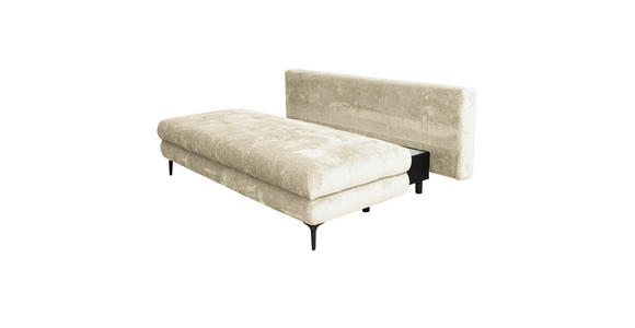 SCHLAFSOFA  mit Liegefunktion, Schlafen auf Sitzhöhe, Rücken echt Chenille Creme  - Creme/Schwarz, KONVENTIONELL, Textil/Metall (203/94/96cm) - Carryhome