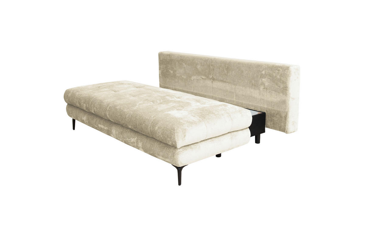 SCHLAFSOFA Chenille Creme  - Creme/Schwarz, KONVENTIONELL, Textil/Metall (203/94/96cm) - Carryhome