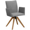 ARMLEHNSTUHL  in Lederlook  - Eichefarben/Hellgrau, Konventionell, Holz/Textil (64/91/61cm) - Moderano
