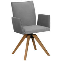 ARMLEHNSTUHL  in Lederlook  - Eichefarben/Hellgrau, Konventionell, Holz/Textil (64/91/61cm) - Moderano