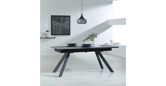 ESSTISCH in Metall, Glas, Keramik 180-260/95/76 cm - Schwarz/Grau, Design, Glas/Keramik (180-260/95/76cm) - Novel