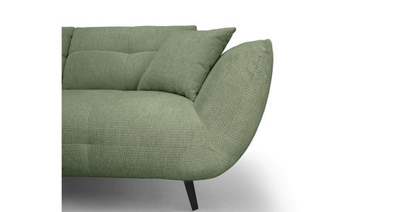 ECKSOFA Salbeigrün Chenille Armlehnenkissen, Rücken echt, Sitztiefenverstellung  - Salbeigrün/Schwarz, KONVENTIONELL, Textil/Metall (215/313cm) - Hom`in