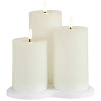 SADA LED SVIEČOK 3-dielne  plast, prírodné materiály   - krémová, Basics, plast/prírodné materiály (7,5/17,5cm) - Ambia Home
