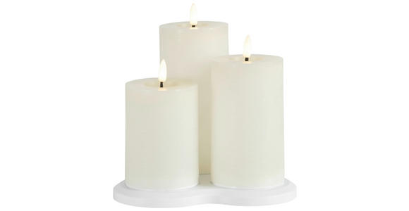 LED-KERZENSET 7,5/17,5 cm - Creme, Basics, Naturmaterialien/Kunststoff (7,5/17,5cm) - Ambia Home