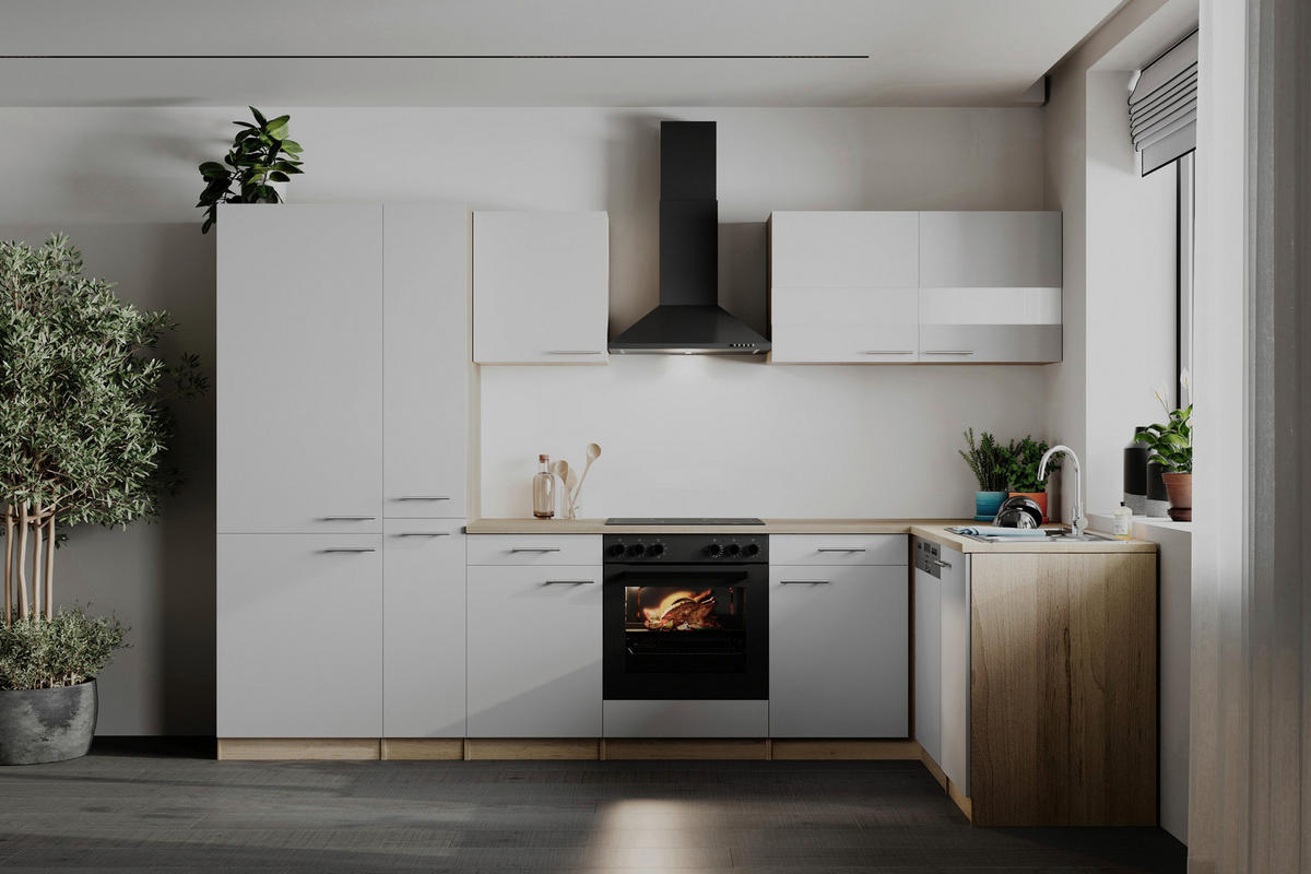 HÖRNKÖK 310/172 cm  i vit  - stålfärgad/vit, Basics, metall/trämaterial (310/172cm) - Respekta