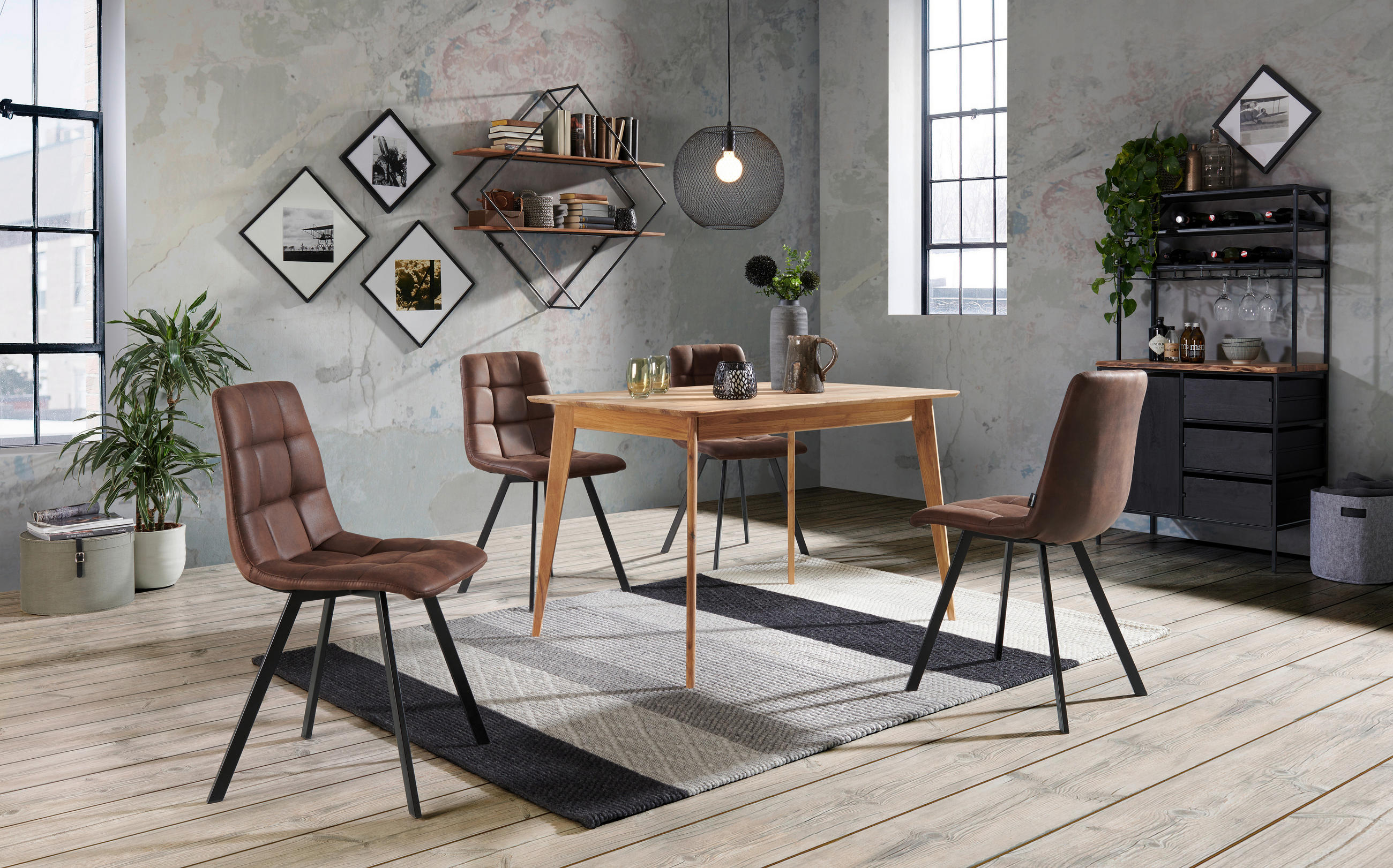 JEDÁLENSKÝ STÔL, divoký dub, farba duba, 120/80/76 cm - farba duba, Design, drevo (120/80/76cm) - Carryhome