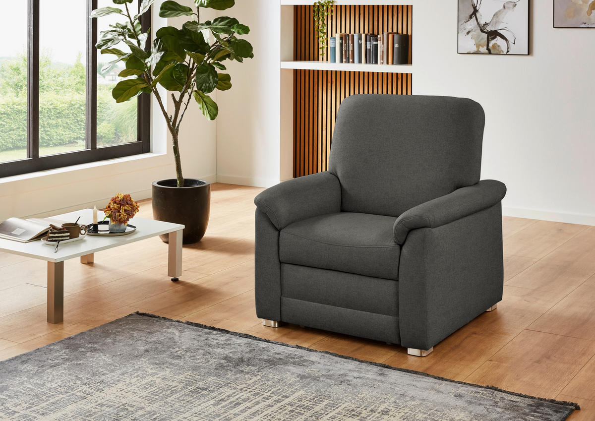 SESSEL Chenille Grau  - Alufarben/Grau, Konventionell, Textil/Metall (88/96/89cm) - Beldomo Comfort