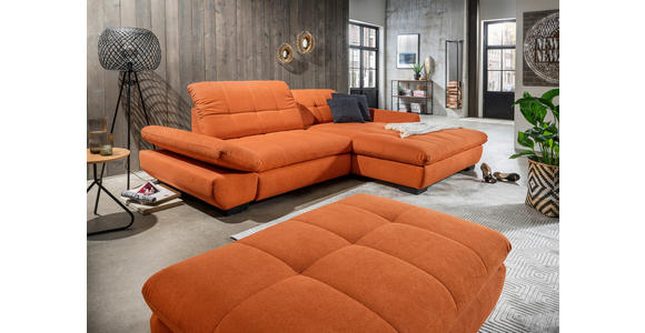 ECKSOFA  in Mikrofaser Orange  290/198 cm  - Schwarz/Orange, Design, Textil/Metall (290/198cm) - Xora