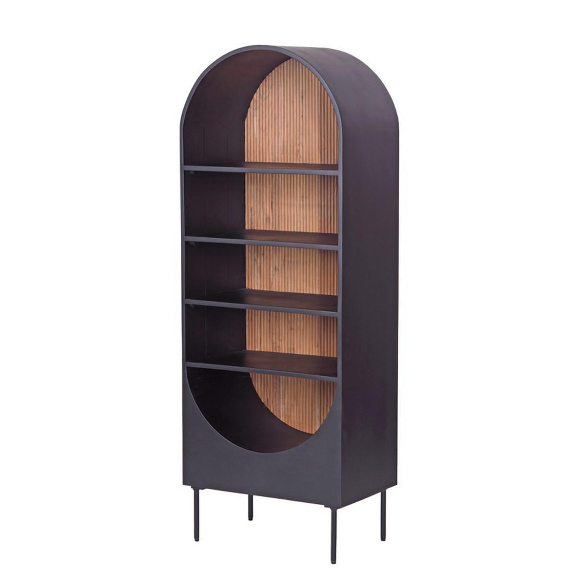 VITRINE  in massiv Akazie Naturfarben, Schwarz  - Schwarz/Naturfarben, KONVENTIONELL, Holz/Metall (63/170/40cm) - Livetastic