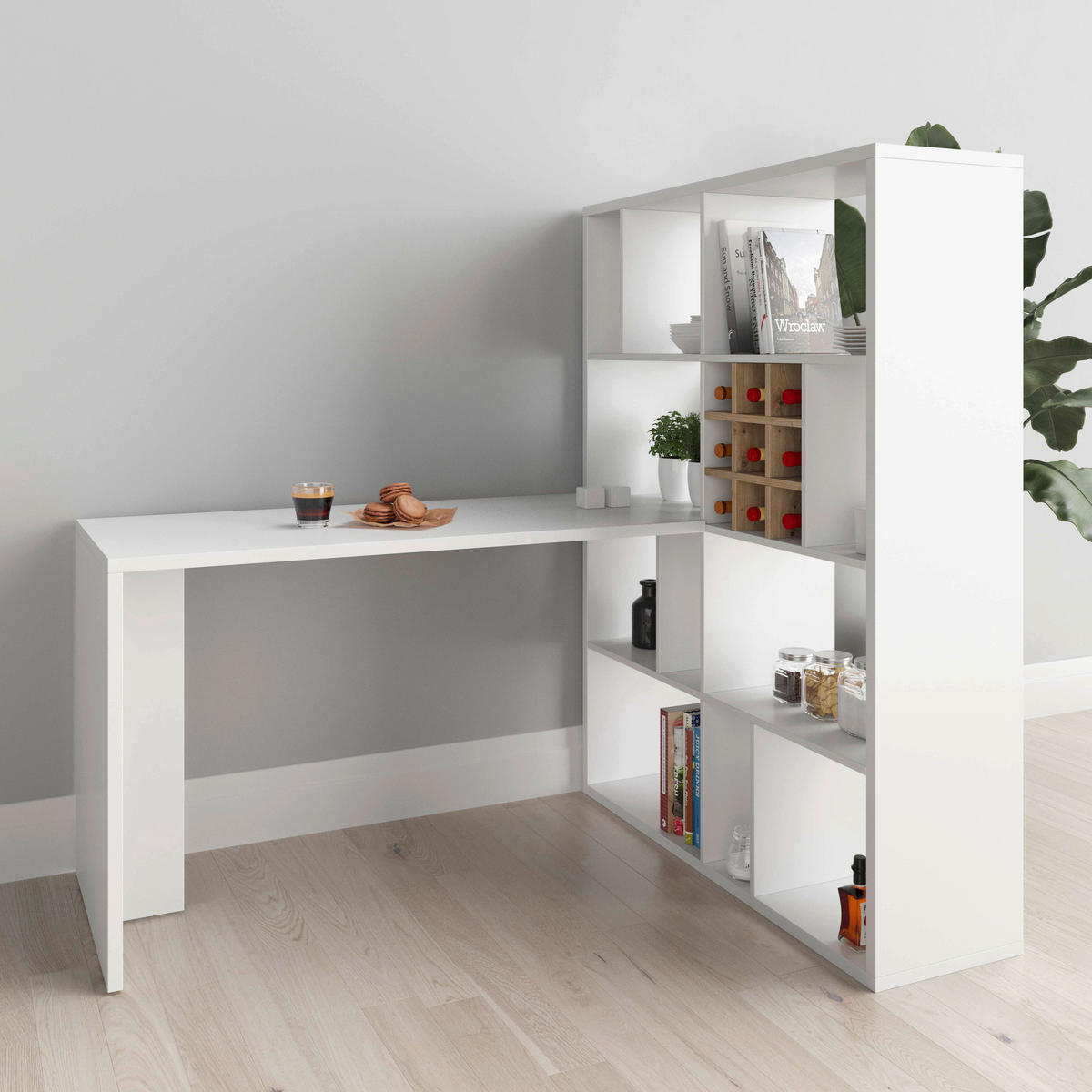 REGAL 113/147/34 cm bela  - bela, Basics, leseni material (113/147/34cm) - MID.YOU