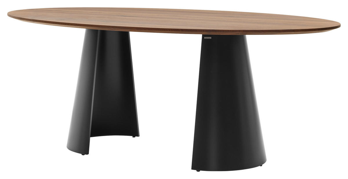 ESSTISCH Nussbaum massiv oval Nussbaumfarben  - Nussbaumfarben/Schwarz, Design, Holz (200/110/76cm) - Musterring