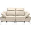 2-SITZER-SOFA Beige Echtleder  - Chromfarben/Beige, Design, Leder/Kunststoff (194/83-99/110cm) - Celina Home