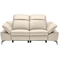 2-SITZER-SOFA Beige Echtleder  - Chromfarben/Beige, Design, Leder/Kunststoff (194/83-99/110cm) - Celina Home