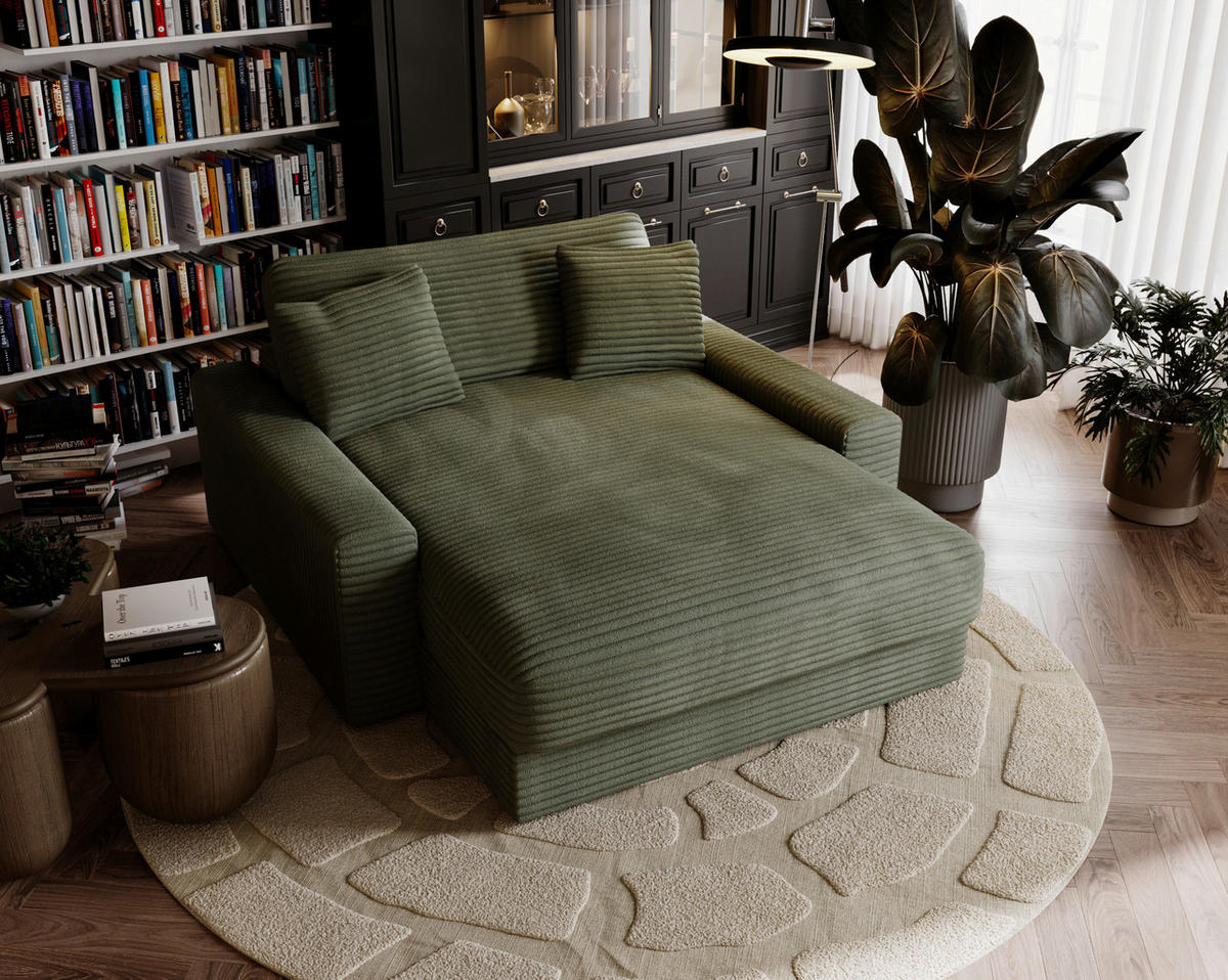 XXL-SESSEL - Schwarz/Olivgrün, MODERN, Kunststoff/Textil (160/87/190cm) - Carryhome