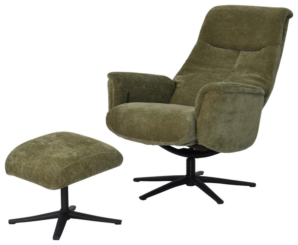 RELAXSESSELSET RELAVO Webstoff Hocker    - Schwarz/Grün, Design, Textil/Metall (72/109/86/111/81cm) - Livetastic