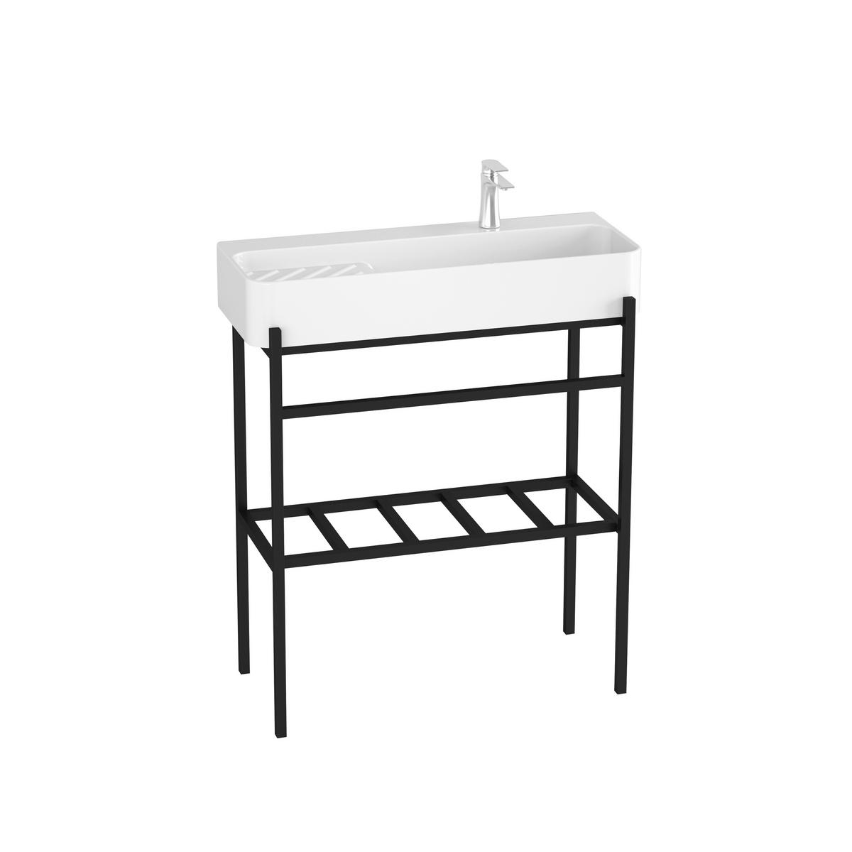 WASCHBECKEN 80/82/31 cm  - Schwarz/Weiß, KONVENTIONELL, Keramik/Metall (80/82/31cm) - Sanotechnik